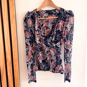 2000s INC International Concepts Wrap Nylon Print Top (XS)